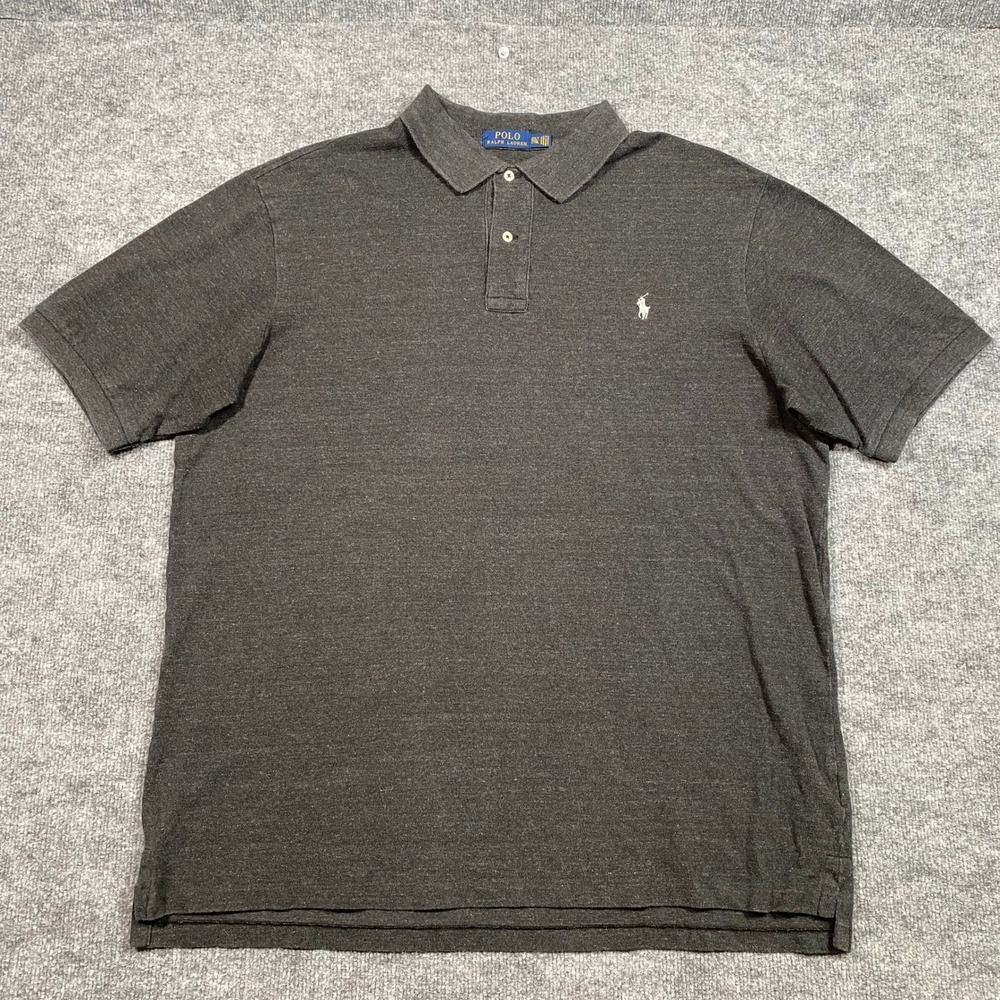 Polo‎ Ralph Lauren Men 2XLT Charcoal Heather Grey Short Sleeve Polo Shirt Tall